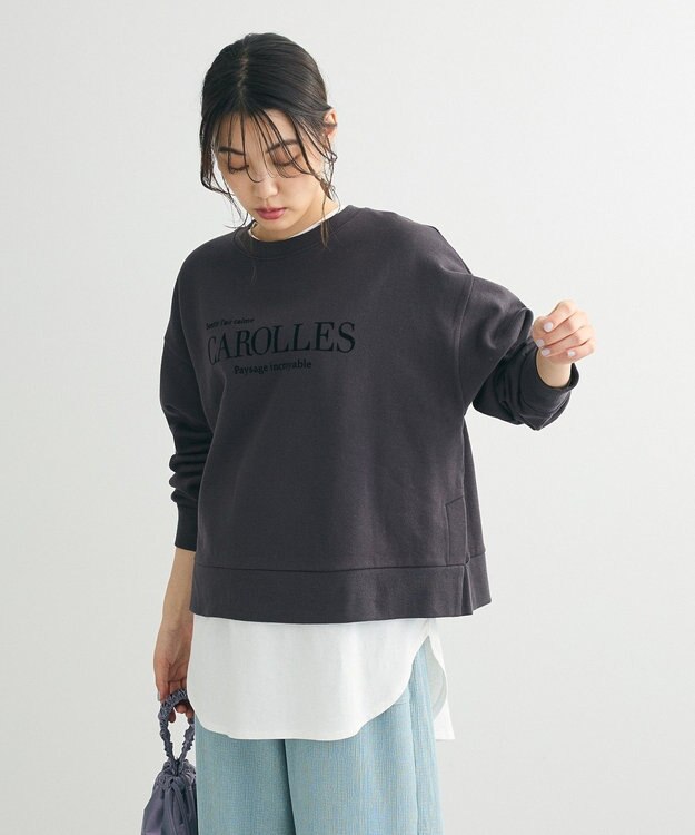 Green Parks 裏起毛フロッキーロゴプルオーバー Dark Gray