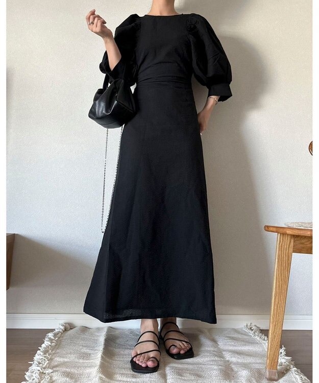 Green Parks AnriettMusee バックカットワークワンピース Black