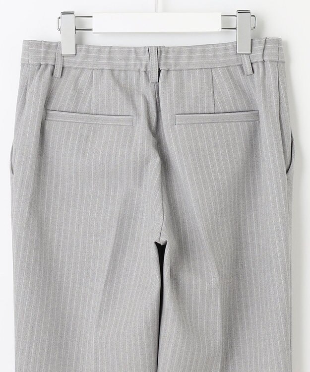 自由区 【XSサイズ～/洗える】TRギャバ ストライプ テーパードパンツ ライトグレー系1