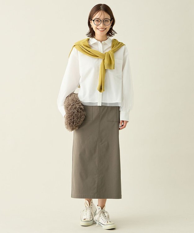 ANY L クロップドチュールコンビシャツ エクリュ