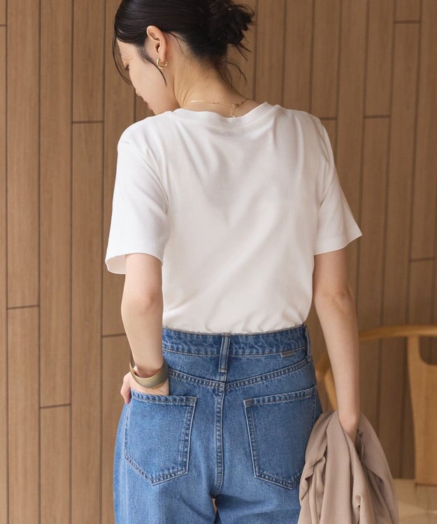 AMERICAN HOLIC きれいめコットンベーシックＴシャツ（５分袖） Off White