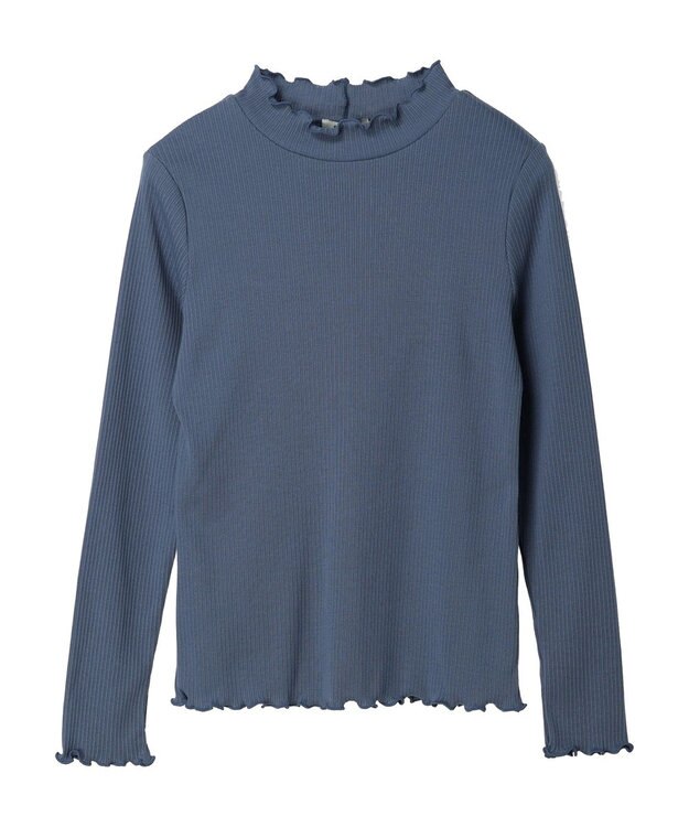 earth music&ecology チェーンリブハイネックプルオーバー Blue