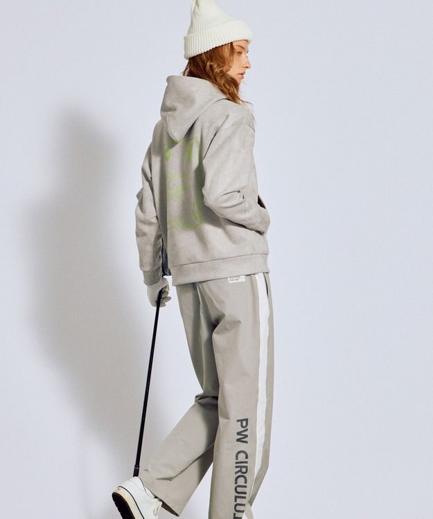 PW CIRCULUS 2025 NEW！【手洗い洗濯可】【WOMEN】スエードライク デタッチャブルフーディ ゴルフウェア レディース グレー系