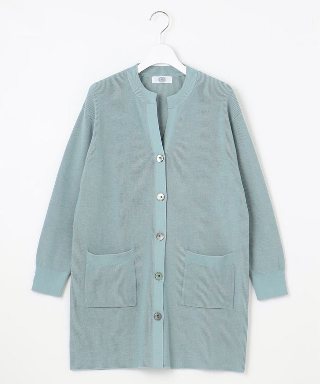J.PRESS LADIES 【洗える】ORGANIC GASS COTTON キーネック カーディガン スカイブルー系