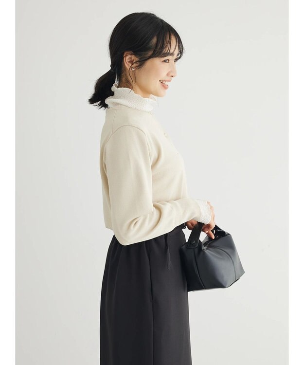 Green Parks 洗える　クルーネックカーディガン Light Gray