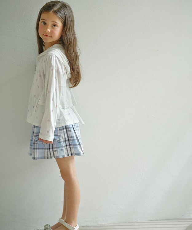 組曲 KIDS 【UVケア】【150-160cm】フラワーオパール パーカー オフホワイト系