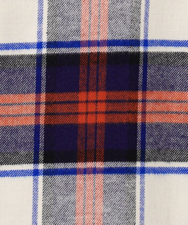 J.PRESS LADIES L コットン起毛タータンチェック シャツ ブラウス オフ×ネイビー×レッドチェック系