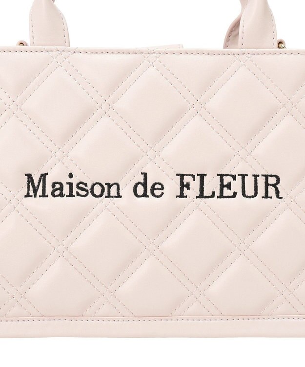 Maison de FLEUR ミニポーチ付きキルティングトートバッグ Pink