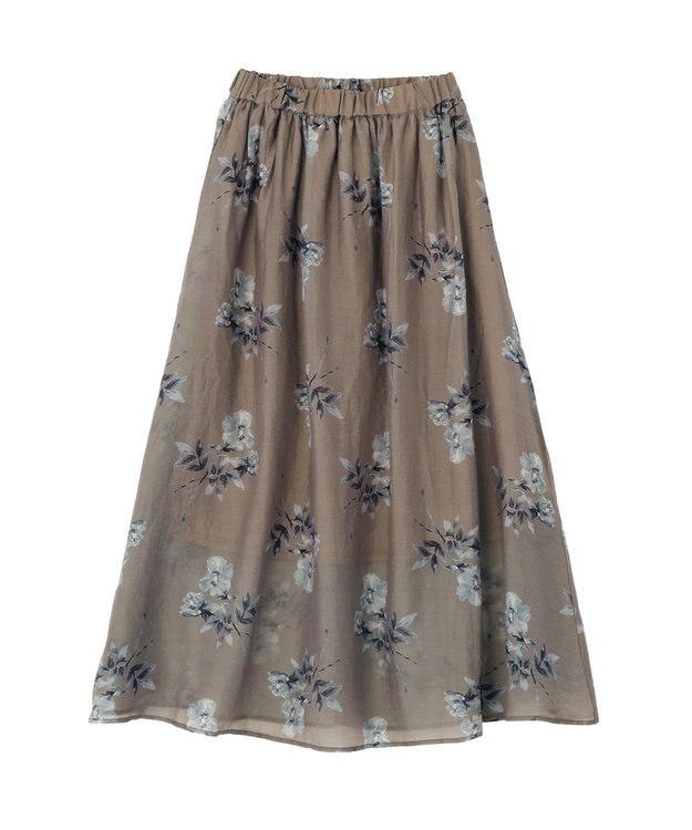 earth music&ecology フラワーシアープリントスカート Beige