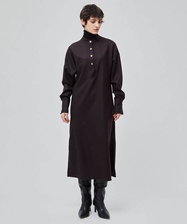 BEIGE， TERNES / ドルマンスリーブウールワンピース Bordeaux