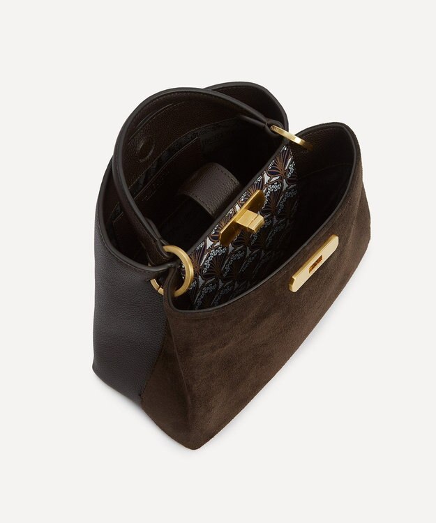 LIBERTY. バーリントン スエード ミニ トップハンドルバッグ ブラウン