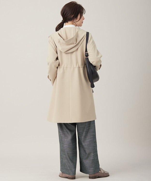 ANY SIS 【撥水・UVカット・洗える】フーデットロング コート ライトベージュ