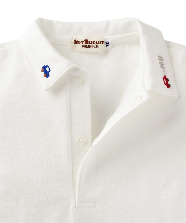 MIKI HOUSE HOT BISCUITS 【70-90cm】 くるま刺繍 オーバーオール＆ポロシャツギフトセット【BOX付き】 インディゴブルー