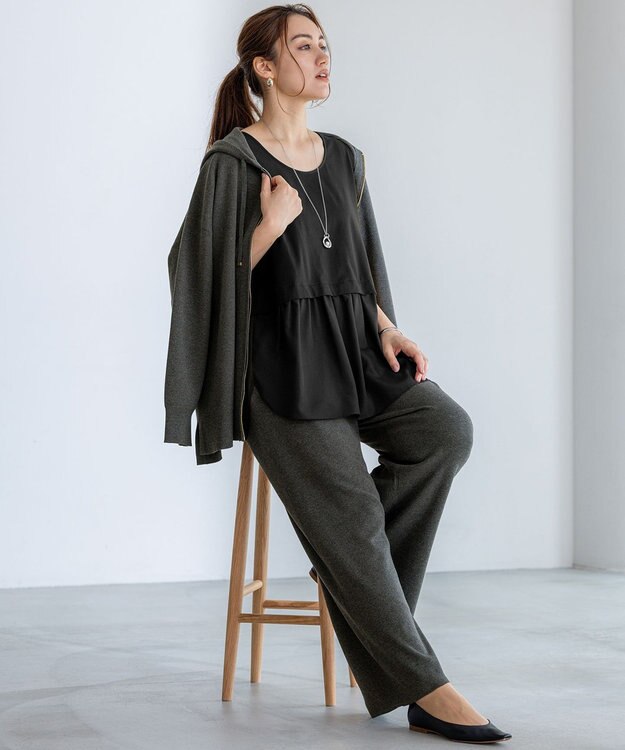 23区 L 【Lサイズ限定/好評につき新色追加】ナチュラルコットンベア タンクトップ ブラック系