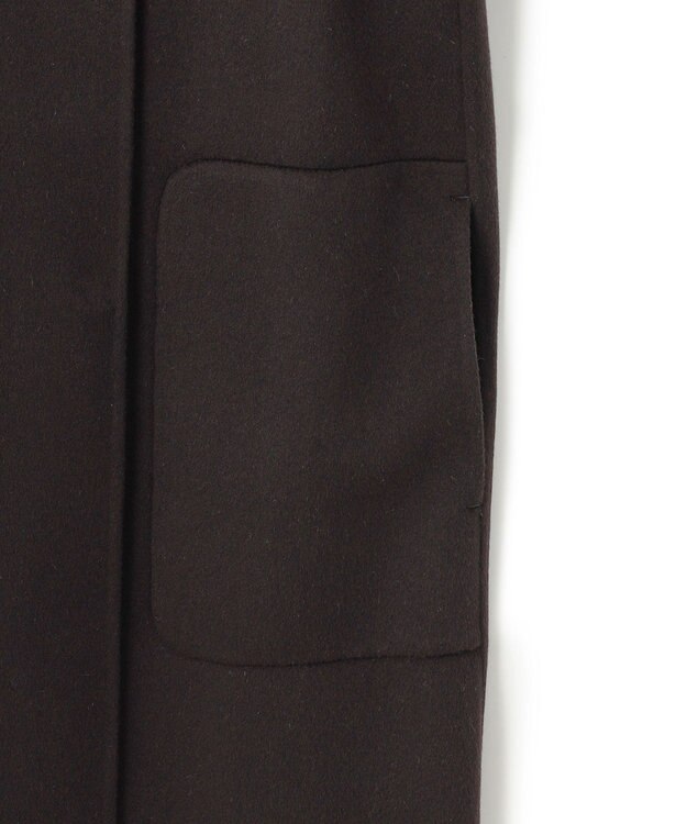 ICB ウールリバー ストール付きノーカラーコート バーントブラウン×ブラック系