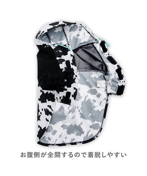 PET PARADISE Lee レインコート 《牛柄》 中型犬 大型犬 ホワイト×ブラック