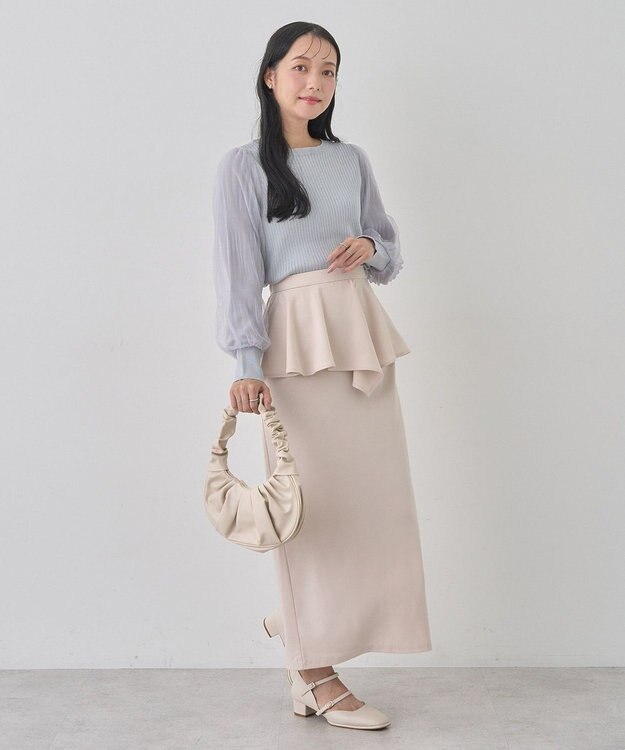 earth music&ecology マジョリカプリーツチュールニットプルオーバー Light Gray