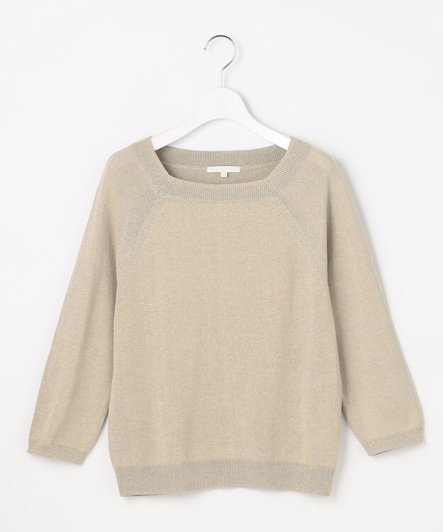 自由区 【アンサンブル対応】ペーパーコットンスクエアネックニット プルオーバー ベージュ