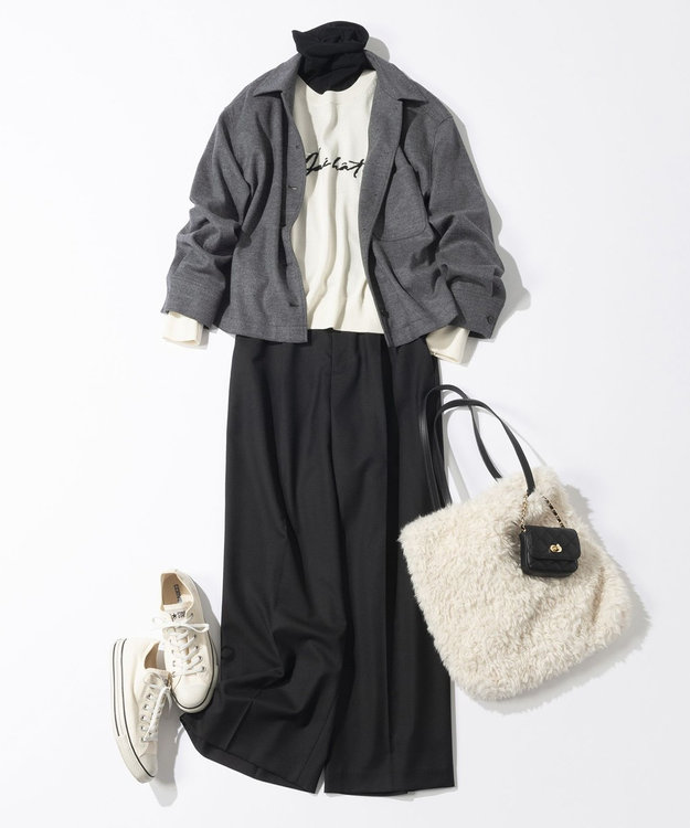 23区 S 【洗える】インターシャ ロゴ ニット アイボリー系