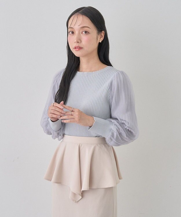 earth music&ecology マジョリカプリーツチュールニットプルオーバー Light Gray