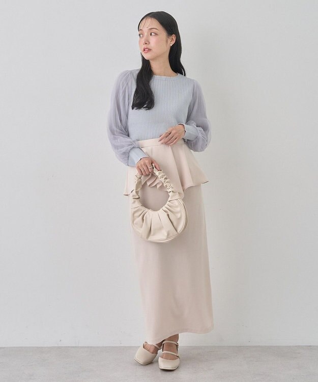 earth music&ecology マジョリカプリーツチュールニットプルオーバー Light Gray