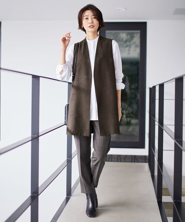 J.PRESS LADIES ソフィーヌスエード ジレ ブラウン系