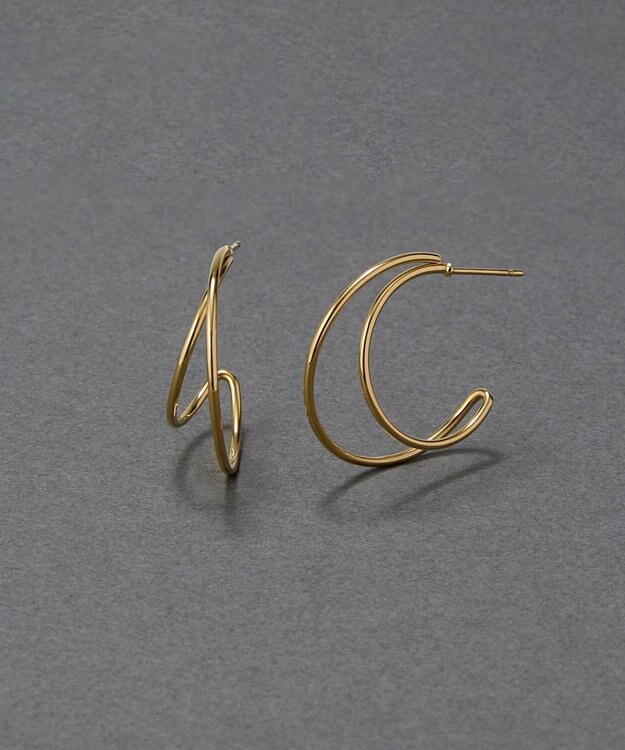 Phoebe 〈金属アレルギー対応〉クレセントレイヤーフープピアス　ゴールド　ステンレス ゴールド