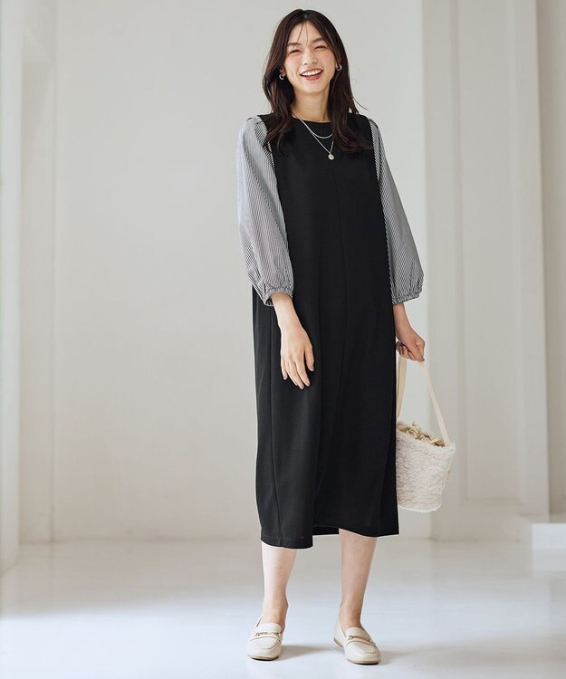 ANY L シャツコンビワンピース ブラック