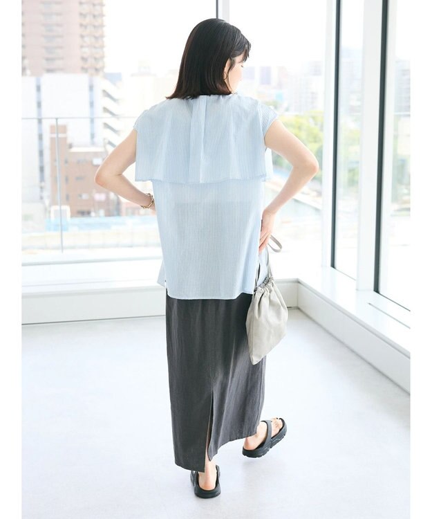 CRAFT STANDARD BOUTIQUE インド綿フリルブラウス Navy