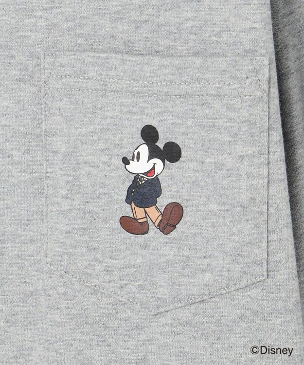 J.PRESS MEN 【DISNEY COLLECTION】【UNISEX】ワンポイントロングスリーブ Tシャツ / ミッキーマウス ライトグレー系