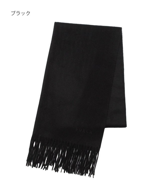 MOONBAT 【洗えるカシミヤ】FURLA カシミヤ100％ 無地ビッグマフラー／幅50cm ブラック