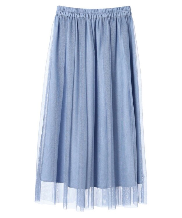 YECCA VECCA ラメチュールギャザースカート Blue