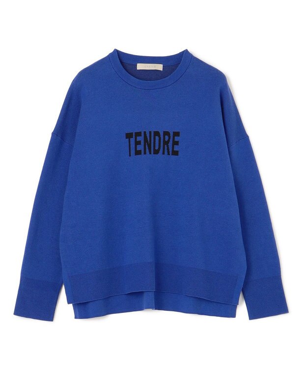 UNFILO 【新色追加】スウェットライク ロゴニット [NEW]ブルー×ブラックロゴ