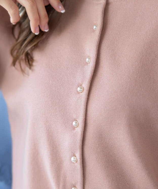 Tiaclasse 【洗える】パールボタンニットカーデ ピンク