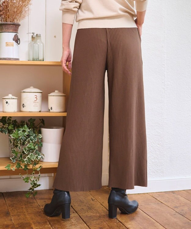 WEGO 【WEB限定/2025年秋冬新作/裾カットOK！自分サイズに調整可能/ウエストゴム/しわになりにくい/】カットプリーツパンツ ブラウン