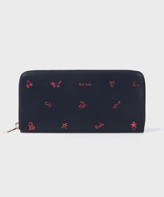 Paul Smith カラードゥードゥル ラウンドジップ 長財布 ネイビー