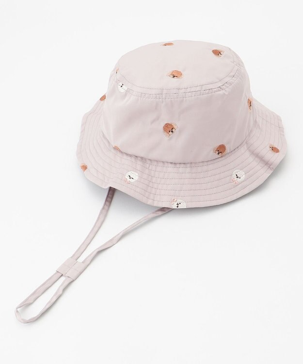 ANY KIDS 日よけ付き 刺繍 バケット ハット ベージュ