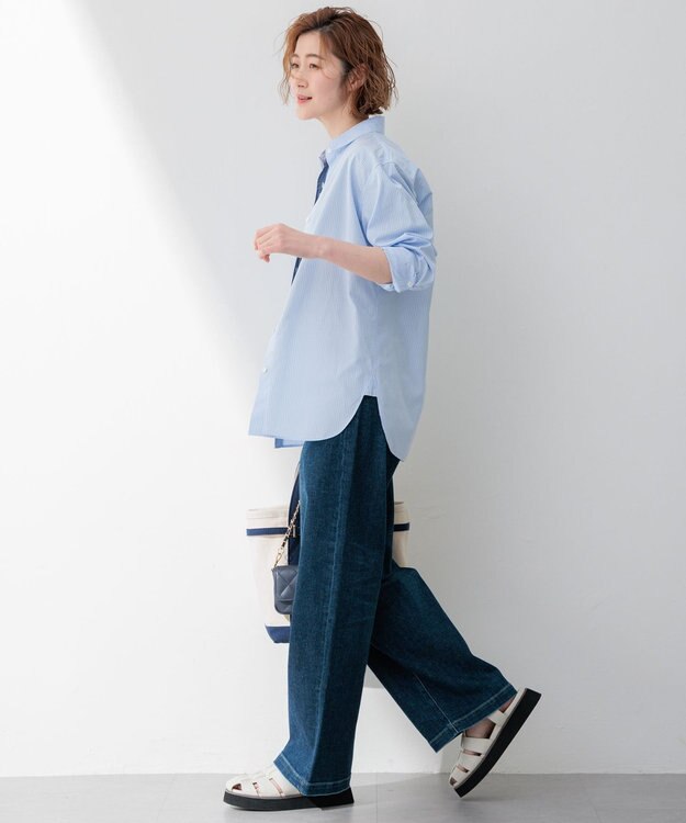 23区 【Oggi4月号掲載/洗える】CANCLINI ベーシック シャツ サックスストライプ