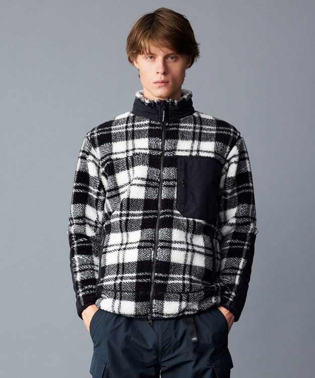 JOSEPH ABBOUD MOUNTAIN 【軽量/暖か/男女兼用】チェックフリース ブルゾン ブラック系4