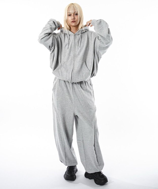 WEGO 【ユニセックス着用ITEM】バルーン3Dスウェットパンツ 杢グレー