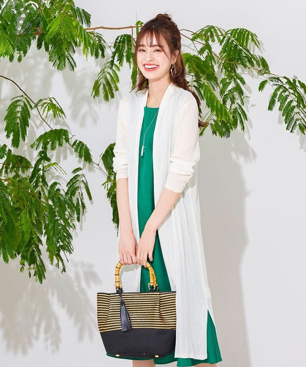 Tiaclasse L 【UVケア・接触冷感】さらっと羽織れる膝丈ロングトッパーガーディガン オフホワイト