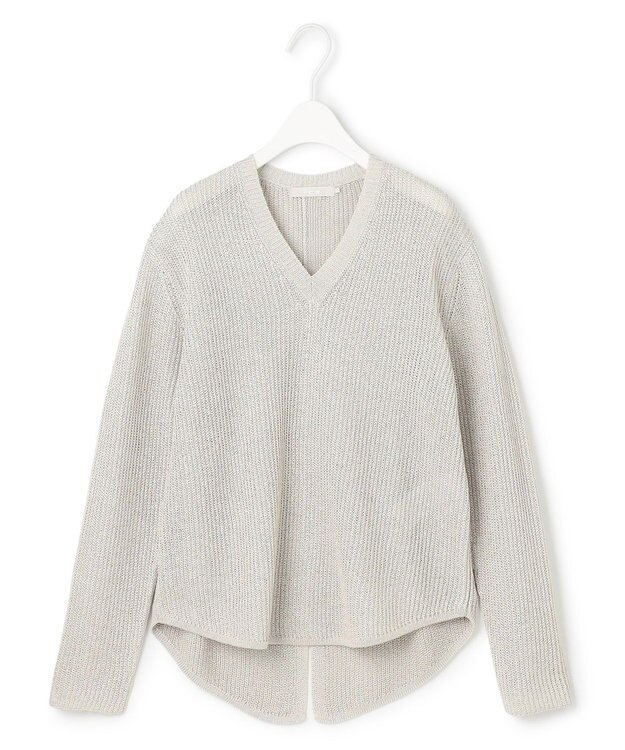 ICB 【洗える】 ペーパーブレンドシャインニット Vネックプルオーバー トープ系