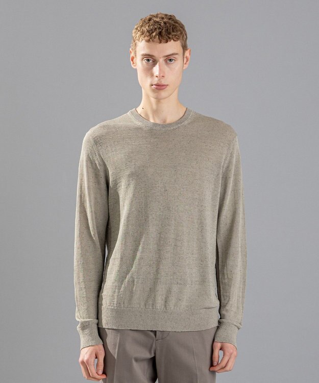 JOSEPH HOMME リネンナイロンプレーン　クルーネックニット アイボリー系