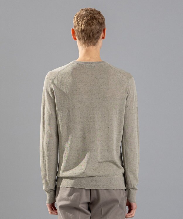 JOSEPH HOMME リネンナイロンプレーン　クルーネックニット アイボリー系