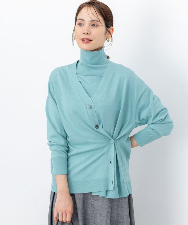 組曲 【加藤ローサさん着用 / 2WAY】スムースストレッチカシュクール カーディガン スモーキーグリーン系