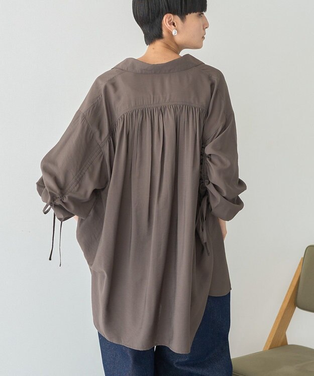 AMERICAN HOLIC シアーバックギャザーリボンシャツ Brown