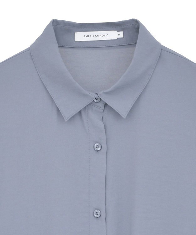 AMERICAN HOLIC シアーバックギャザーリボンシャツ Blue