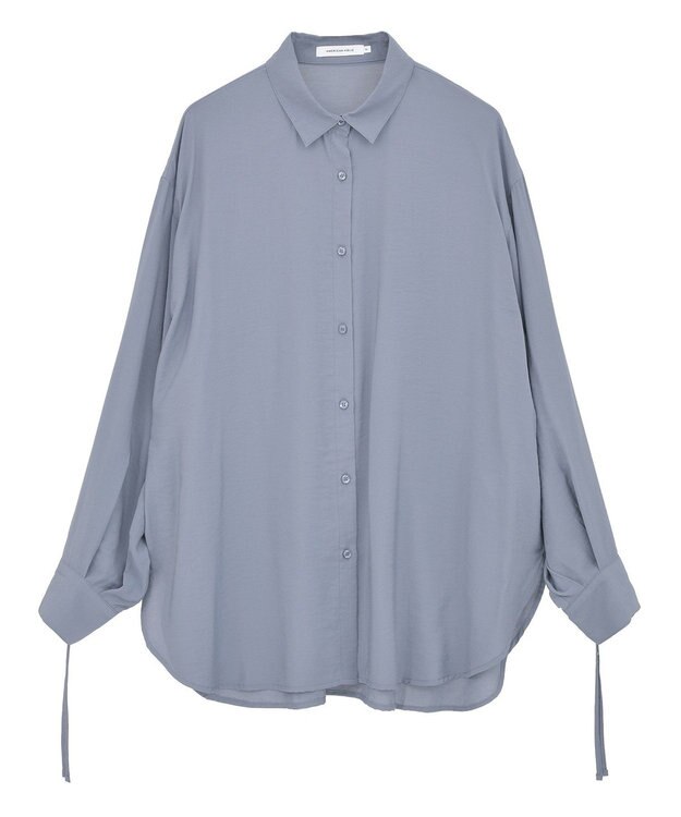 AMERICAN HOLIC シアーバックギャザーリボンシャツ Blue