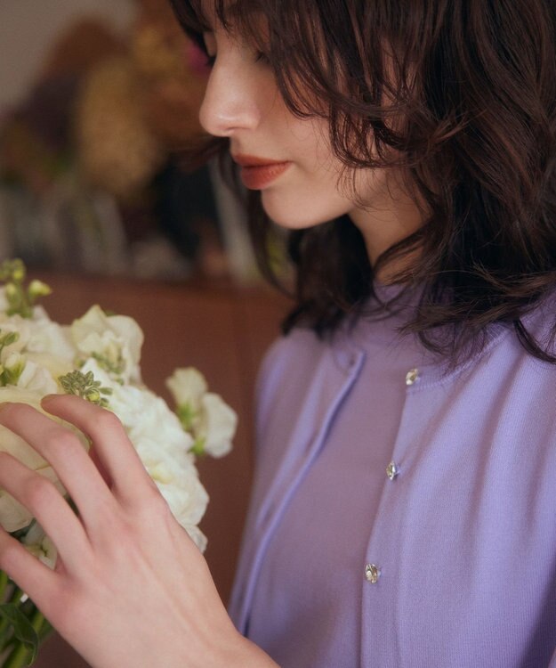 組曲 マイラックカラー カーディガン ウィステリア系