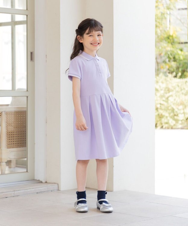 組曲 KIDS 【150-160㎝】ストレッチカノコ ワンピース ラベンダー
